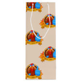 SlipperyJoe's fun cartoon-style Thanksgiving desig ワインギフトバッグ (裏面)