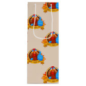 SlipperyJoe's fun cartoon-style Thanksgiving desig ワインギフトバッグ (正面)