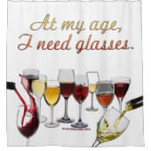 SlipperyJoe's Glasses発酵ブドウのワインプーリン シャワーカーテン (正面)