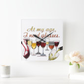 SlipperyJoe's Glasses発酵ブドウのワインプーリン スクエア壁時計 (ホーム)