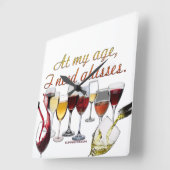 SlipperyJoe's Glasses発酵ブドウのワインプーリン スクエア壁時計 (傾斜)