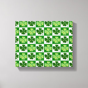 SlipperyJoe's green four-leaf clovers Saint Patric キャンバスプリント