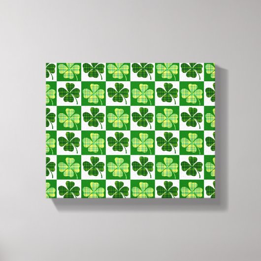 SlipperyJoe's green four-leaf clovers Saint Patric キャンバスプリント (正面)
