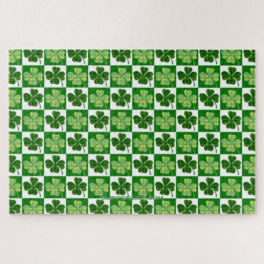 SlipperyJoe's green four-leaf clovers Saint Patric ジグソーパズル (横)