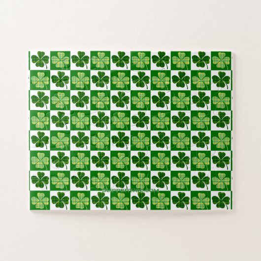 SlipperyJoe's green four-leaf clovers Saint Patric ジグソーパズル (横)