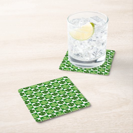 SlipperyJoe's green four-leaf clovers Saint Patric スクエアペーパーコースター (インサイチュ)