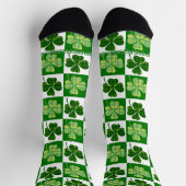 SlipperyJoe's green four-leaf clovers Saint Patric ソックス (上部)