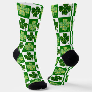 SlipperyJoe's green four-leaf clovers Saint Patric ソックス