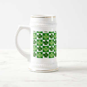 SlipperyJoe's green four-leaf clovers Saint Patric ビールジョッキ