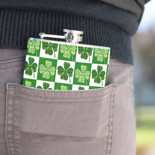 SlipperyJoe's green four-leaf clovers Saint Patric フラスク (インサイチュ)