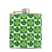 SlipperyJoe's green four-leaf clovers Saint Patric フラスク (正面)