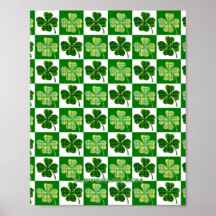SlipperyJoe's green four-leaf clovers Saint Patric ポスター