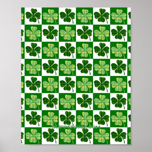 SlipperyJoe's green four-leaf clovers Saint Patric ポスター (正面)