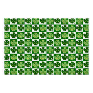 SlipperyJoe's green four-leaf clovers Saint Patric ポスター