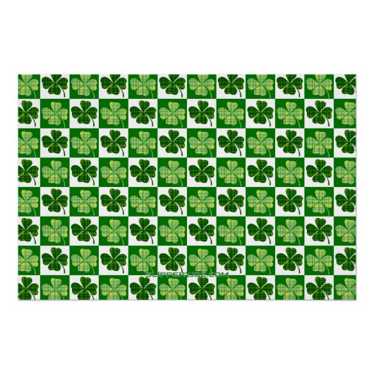 SlipperyJoe's green four-leaf clovers Saint Patric ポスター (正面)