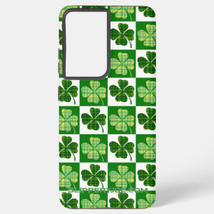 SlipperyJoe's green four-leaf clovers Saint Patric Samsung Galaxy S21 Ultraケース