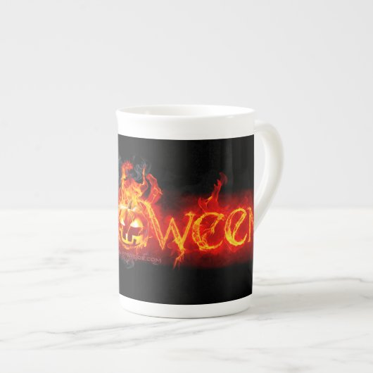 SlipperyJoe's Halloween massive fiery lettering ca ボーンチャイナマグカップ (正面右)