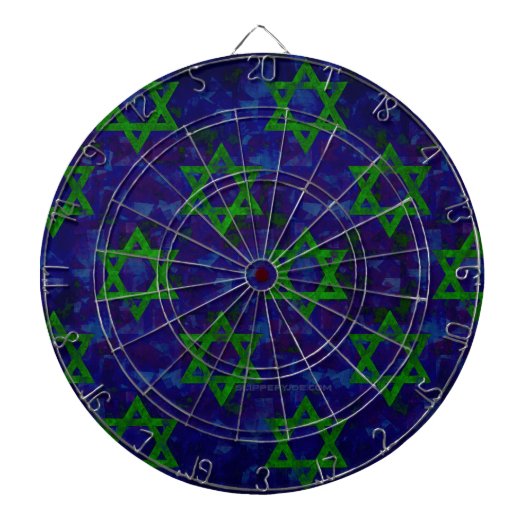 SlipperyJoe's Hanukkah green rows Stars of David c ダーツボード (正面)