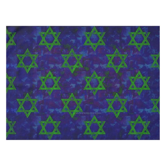 SlipperyJoe's Hanukkah green rows Stars of David c テーブルクロス (正面(横))