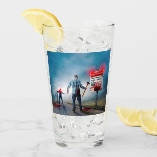 SlipperyJoe's happy Halloween glowing eyes zombies タンブラーグラス (アイス正面)