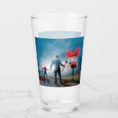 SlipperyJoe's happy Halloween glowing eyes zombies タンブラーグラス (正面)