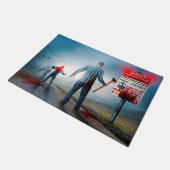 SlipperyJoe's happy Halloween glowing eyes zombies ドアマット (アングル)