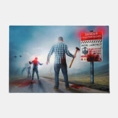 SlipperyJoe's happy Halloween glowing eyes zombies ドアマット (正面)