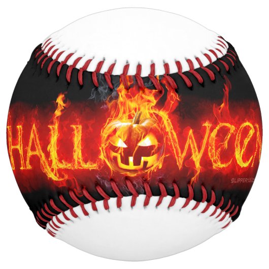SlipperyJoe's Happy Halloween pumpkin glowing eyes ソフトボール (正面)
