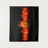 SlipperyJoe's Happy Halloween pumpkin glowing eyes タペストリー (正面)