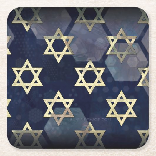SlipperyJoe's Happy Hanukkahダビの複数の星 スクエアペーパーコースター (正面)