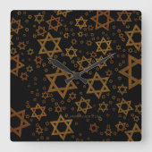 SlipperyJoe's Happy Hanukkahデイビッドの複数の星 スクエア壁時計 (正面)