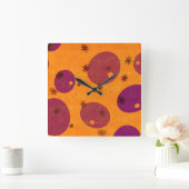 SlipperyJoe's Happy Hanukkahユダヤ人ヘブライ語ゼリー – f スクエア壁時計 (ホーム)