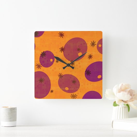 SlipperyJoe's Happy Hanukkahユダヤ人ヘブライ語ゼリー – f スクエア壁時計 (ホーム)