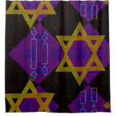 SlipperyJoe's Happy Hanukkah Star of David（ユダヤ教）メノ シャワーカーテン (正面)