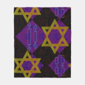 SlipperyJoe's Happy Hanukkah Star of David（ユダヤ教）メノ フリースブランケット (正面)