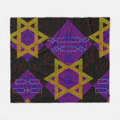 SlipperyJoe's Happy Hanukkah Star of David（ユダヤ教）メノ フリースブランケット (正面(横))