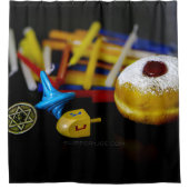 SlipperyJoe's Happy Hanukkah Star of David coin me シャワーカーテン (正面)