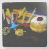 SlipperyJoe's Happy Hanukkah Star of David coin me ストーンコースター (正面)