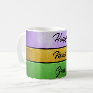 SlipperyJoe's Happy Mardi Gras purple金ゴールドgreen b コーヒーマグカップ