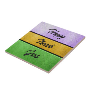 SlipperyJoe's Happy Mardi Gras purple金ゴールドgreen b タイル