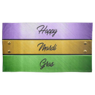SlipperyJoe's Happy Mardi Gras purple金ゴールドgreen b 枕カバー