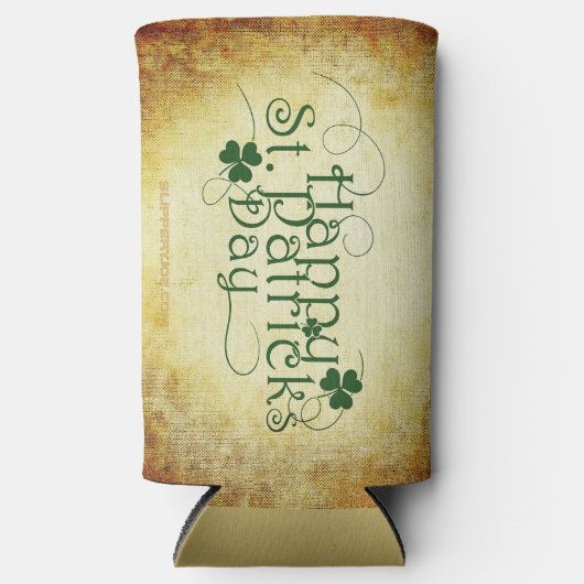 SlipperyJoe's Happy St. Patrick's Day 3リーフc スリム缶クーラー (正面)