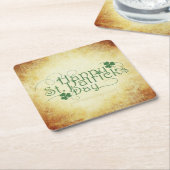 SlipperyJoe's Happy St. Patrick's Day holiday Iris スクエアペーパーコースター (アングル)