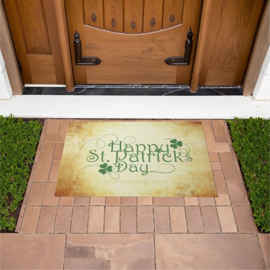 SlipperyJoe's Happy St. Patrick's Day holiday Iris ドアマット (室外)