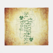 SlipperyJoe's Happy St. Patrick's Day holiday Iris フリースブランケット (正面(横))
