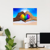 SlipperyJoe's Hearing手の異人種間の男性の手 ポスター (ホームオフィス)