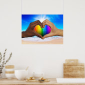 SlipperyJoe's Hearing手の異人種間の男性の手 ポスター (キッチン)