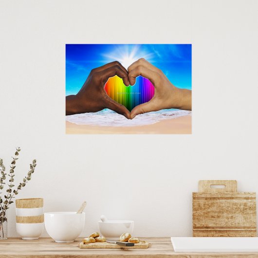 SlipperyJoe's Hearing手の異人種間の男性の手 ポスター (キッチン)