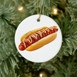 SlipperyJoe's Hot dog mard mustardスライス肉饅頭グリル セラミックオーナメント