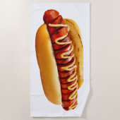 SlipperyJoe's Hot dog mard mustardスライス肉饅頭グリル ビーチタオル (正面)